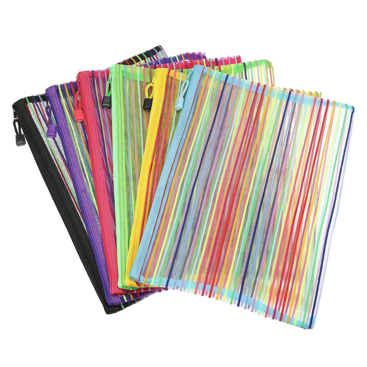 Meccanixity Mesh Zipper Pouches, A4 Pencil Case Document File Bags Storage Organizer For Office Supply Travel Accessory, Multico