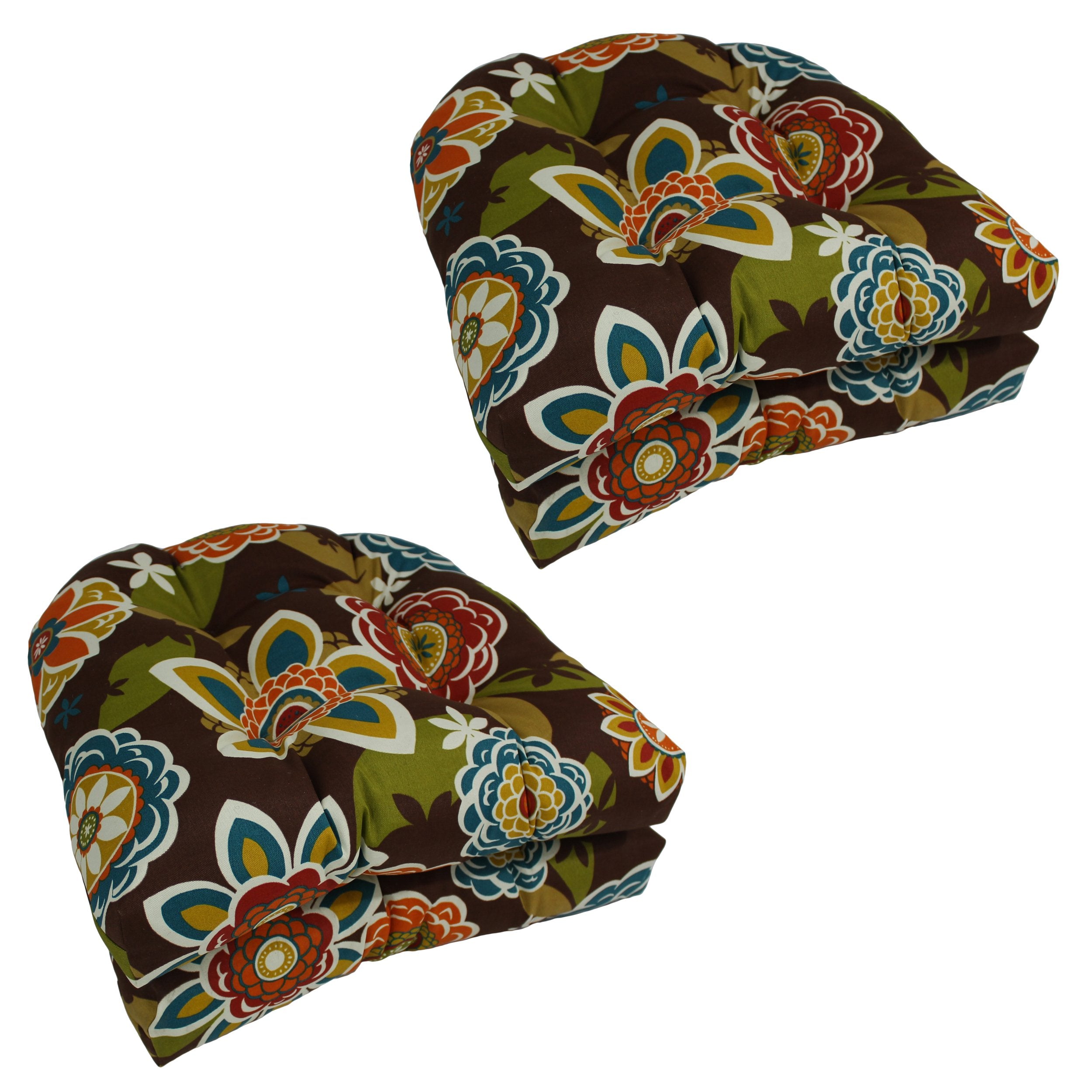 Blazing Needles Outdoor Rounded Back Chair Cushion, 19 x 19, Annie Chocolate 4 Count