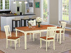 East West Furniture DOAV5-WHI-W 5 Piece Kitchen Table Set for 4 Includes a Rectangle Dining Table with Butterfly Leaf and 4 Dining Room Chairs, 42x78 Inch, Buttermilk & Cherry