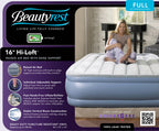 Beautyrest Hi-Loft Inflatable Mattress: Raised-Profile Air Bed with External Pump, Full Blue