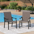 Phi Villa Outdoor Dining Chairs Set Of 2, Breathable Textilene Fabric And Metal Frame With Backrest And Armrest,Quick-Dry And Ru