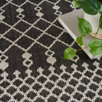 Nourison Positano Indoor/Outdoor Black 6' X 9' Area Rug, Easy Cleaning, Non Shedding, Bed Room, Living Room, Dining Room, Deck, Backyard, Patio (6X9)