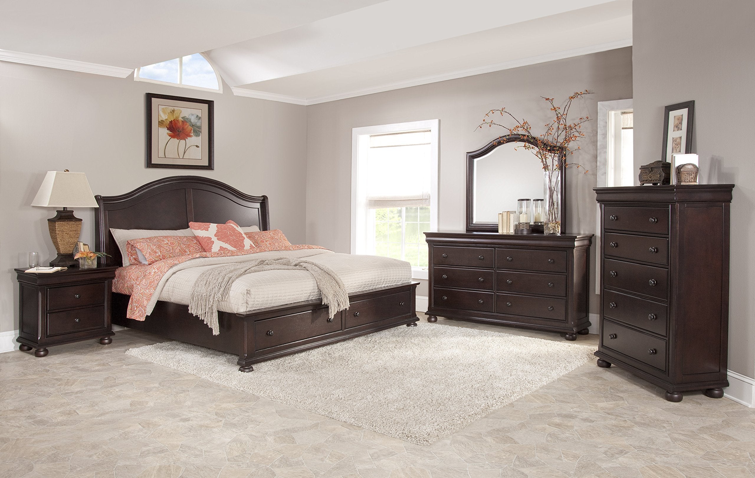 6-Drawer Dresser in Merlot Finish