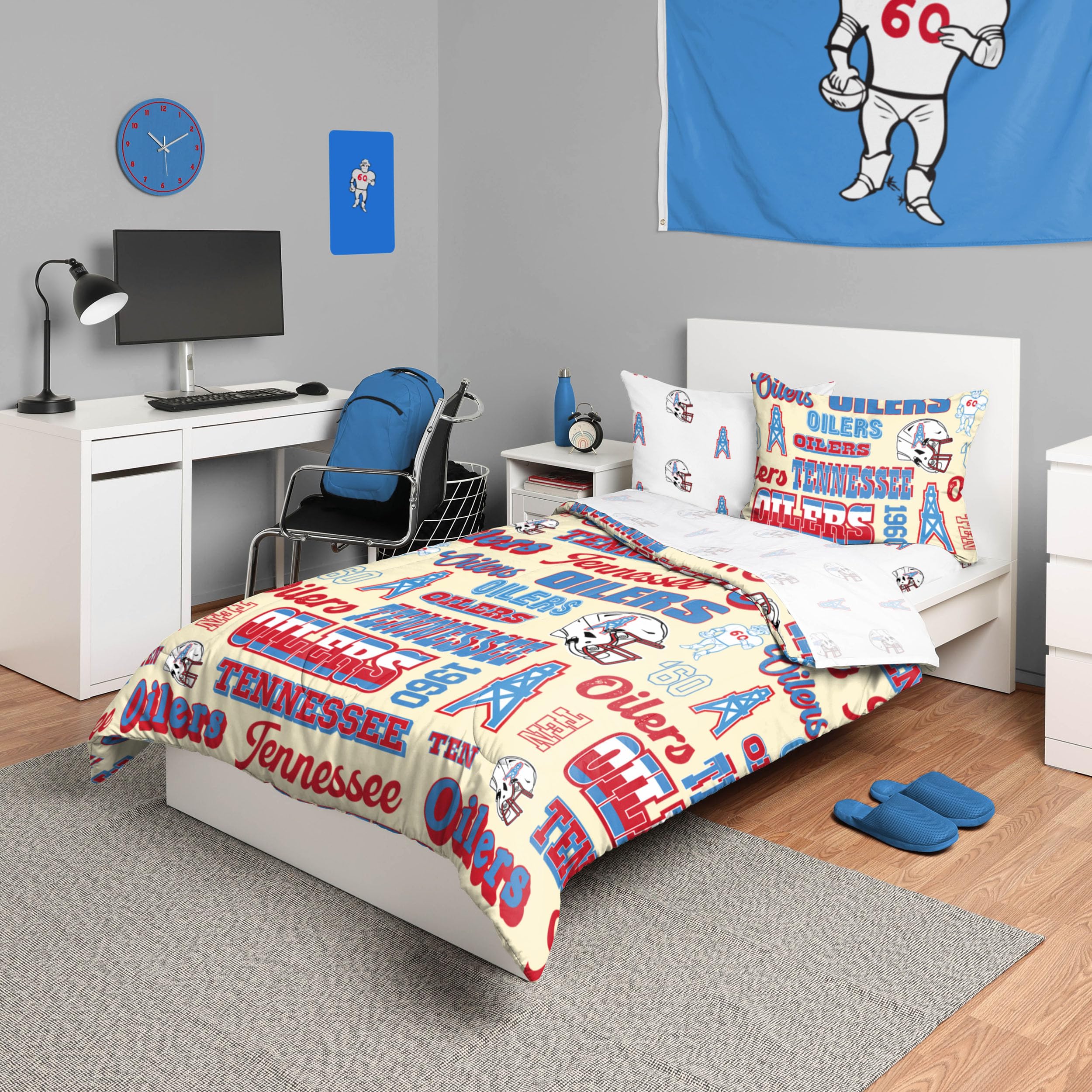 Foco Tennessee Titans Nfl Retro Bed In A Bag Comforter Bedding 5 Piece Twin Set