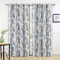 Driftaway Blue White Linen Blend Tree Branch Blackout Curtains For Bedroom 84' Long Blue Branch Lined Window Treatment Thermal