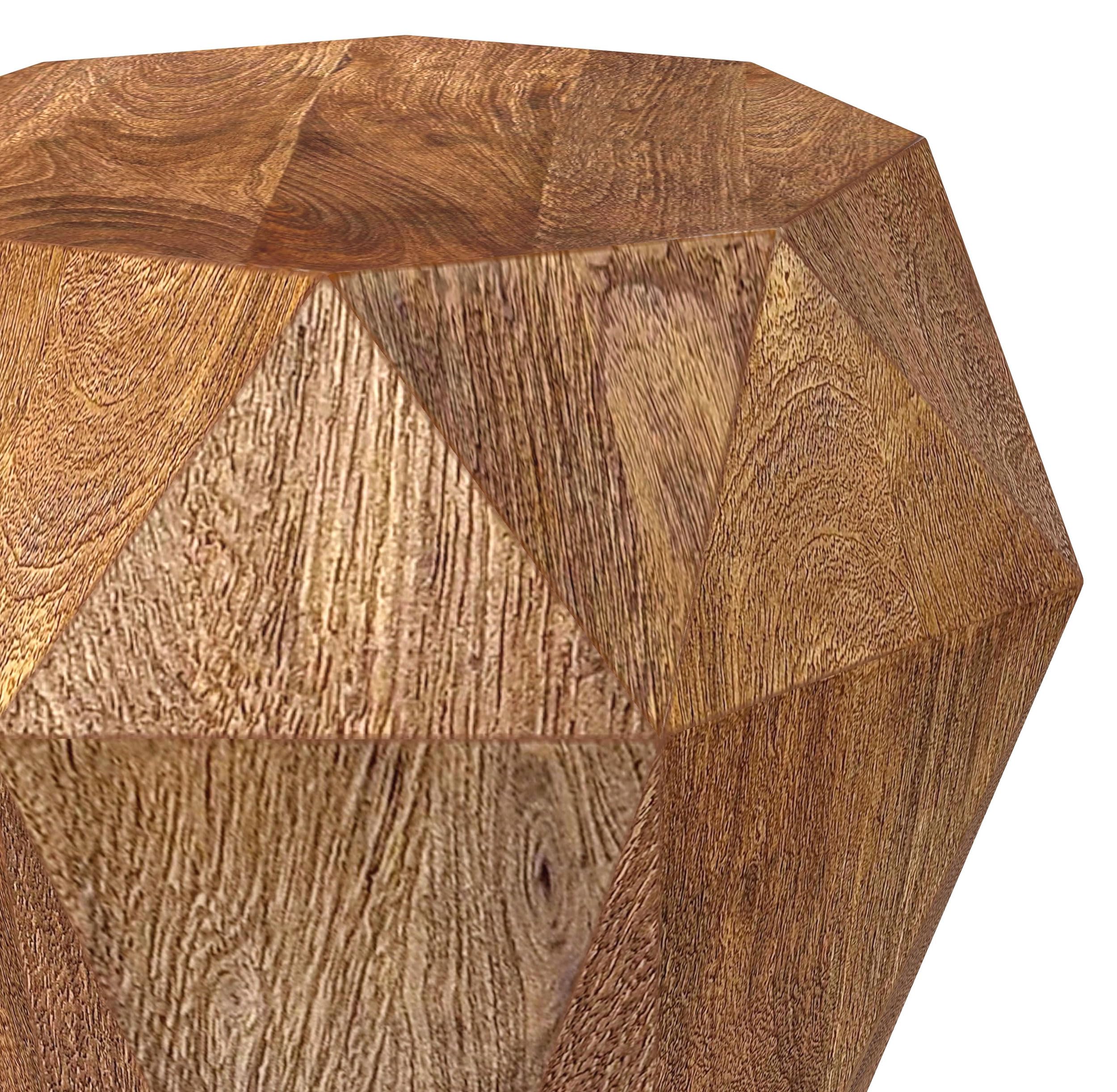 Jacinto Geometric Solid Mango Wood Side Table - Thumbnail 3