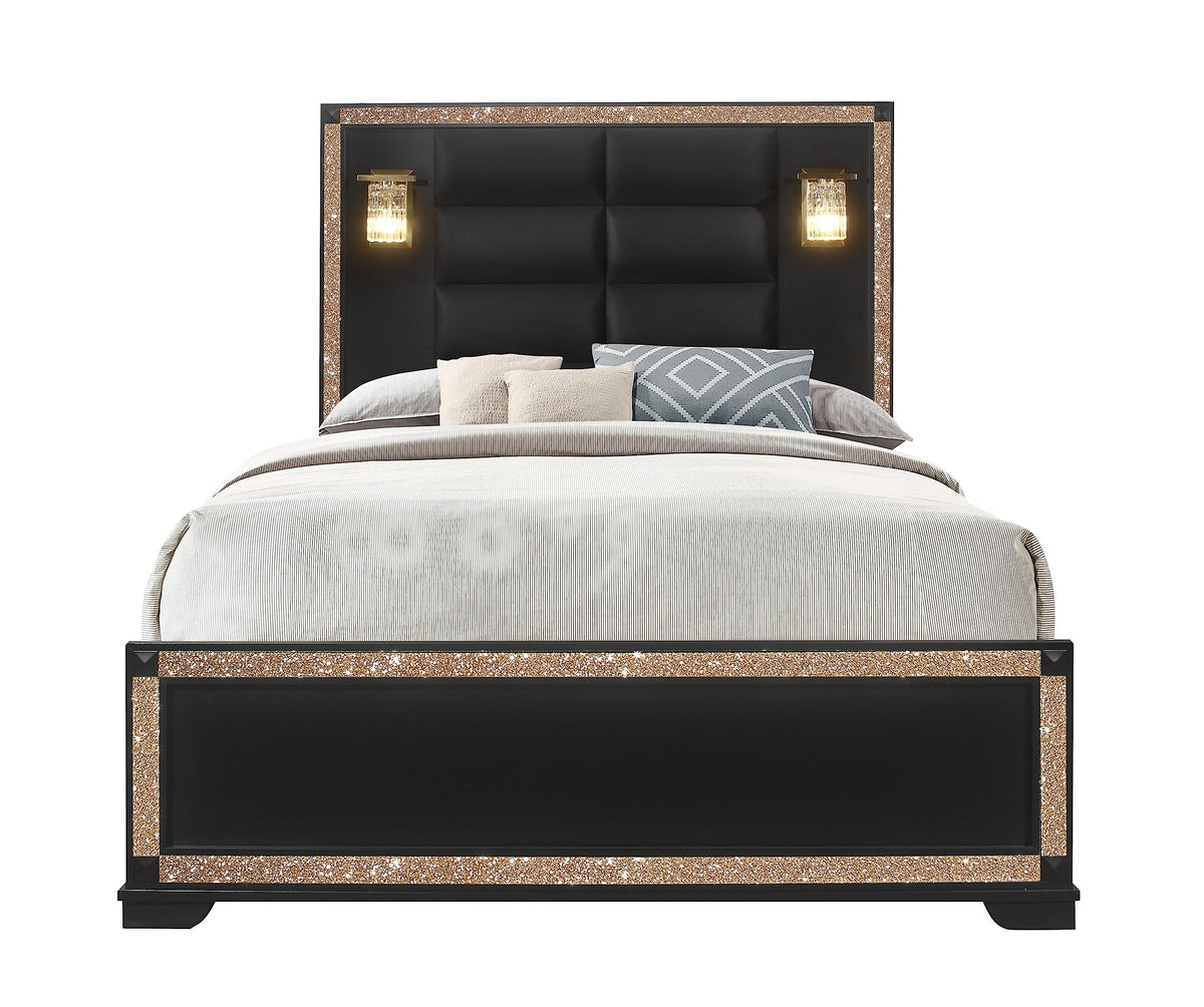 Mby Blake Black-Gold Bed Platform, Queen (U.S. Standard)