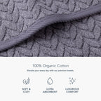 Texere 100% Organic Cotton Jacquard 650 Gsm Premium Bath Towel Sets - Extra Absorbent Quick Dry And Plush (Cable, Excalibur, 4 B