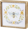 Primitives by Kathy 133236 Inset Box Sign, 8 Length x 8 Height x 1.75 Width, Bee