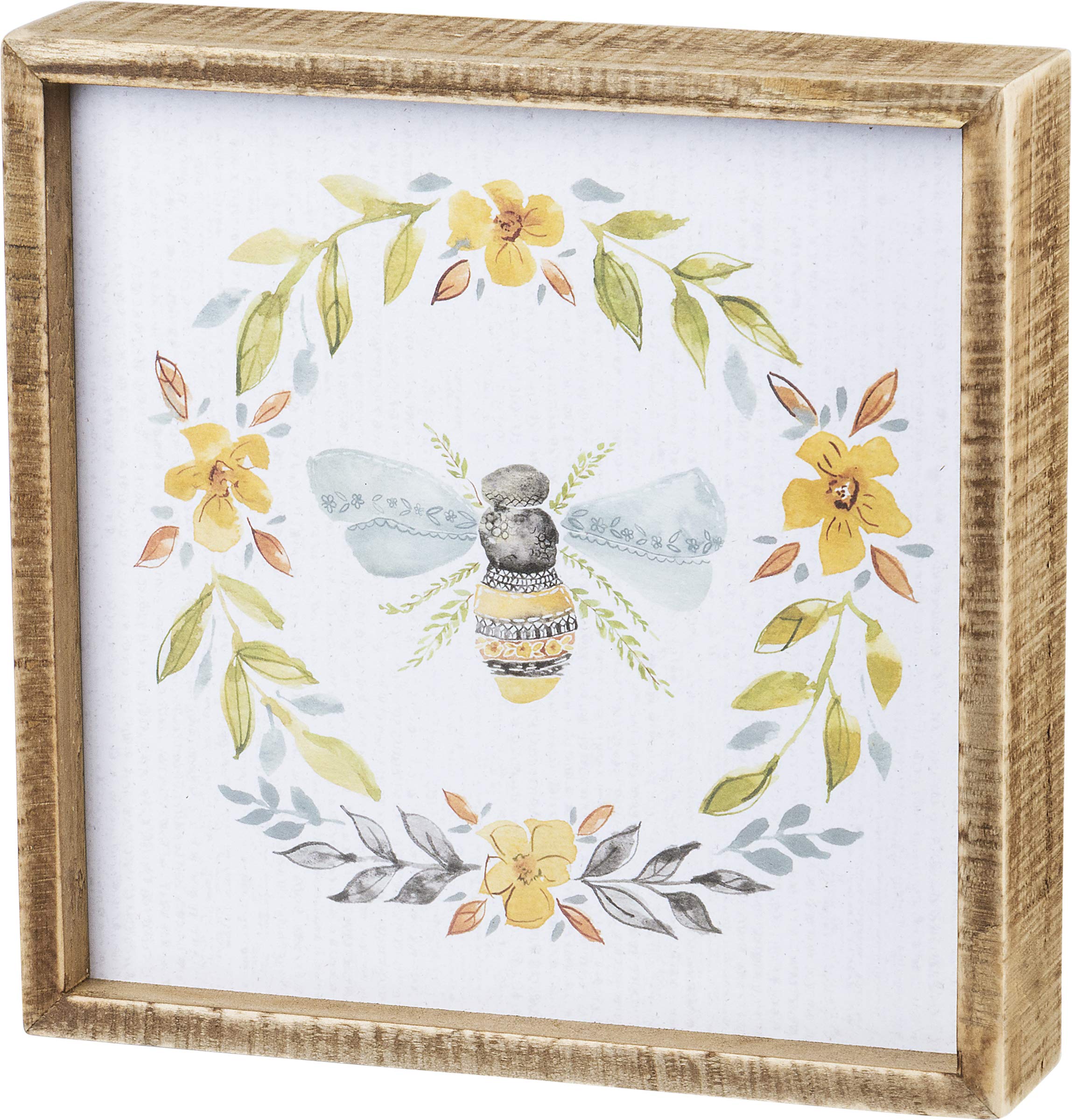Primitives by Kathy 133236 Inset Box Sign, 8 Length x 8 Height x 1.75 Width, Bee