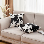 Sochow Decorative Throw Pillow Covers 20X20 Inches Set Of 2, Soft Cow Print Flannel Fleece Pillowcase Square Cushion Covers For
