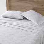 Eddie Bauer Home Sheets Cotton Percale Bedding Set, Crisp & Cool, Stylish Home Decor, Full, Fish Atol White/Grey