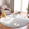 SAFAVIEH Carousel Kids Collection Area Rug - 53 Round, Grey & Ivory, Animal Design, Non-Shedding & Easy Care, Ideal for High Tr