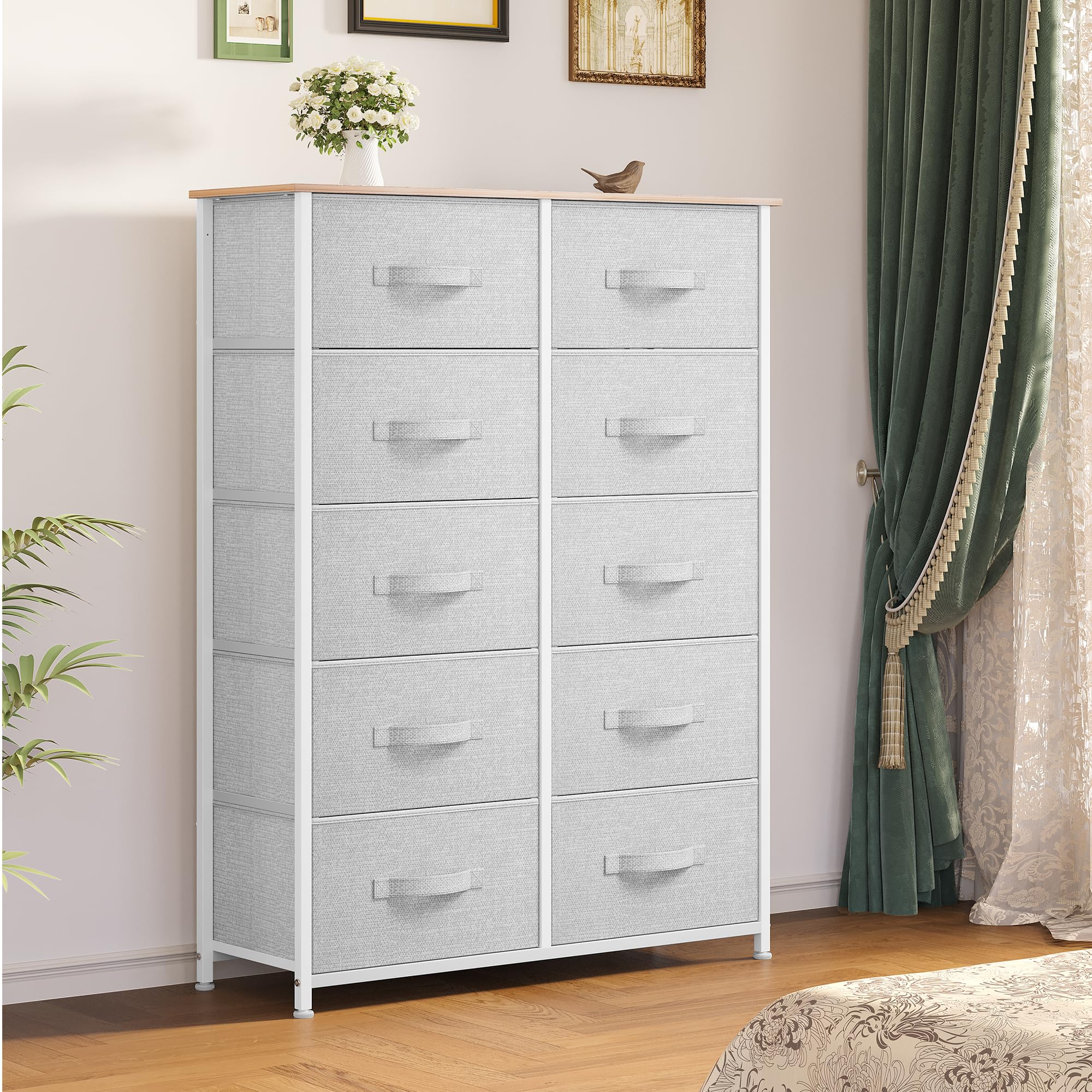 Yitahome 10 Drawers Dresser, Fabric Dresser For Living Room, Organizer Unit For Bedroom, Living Room, Hallway, Closets