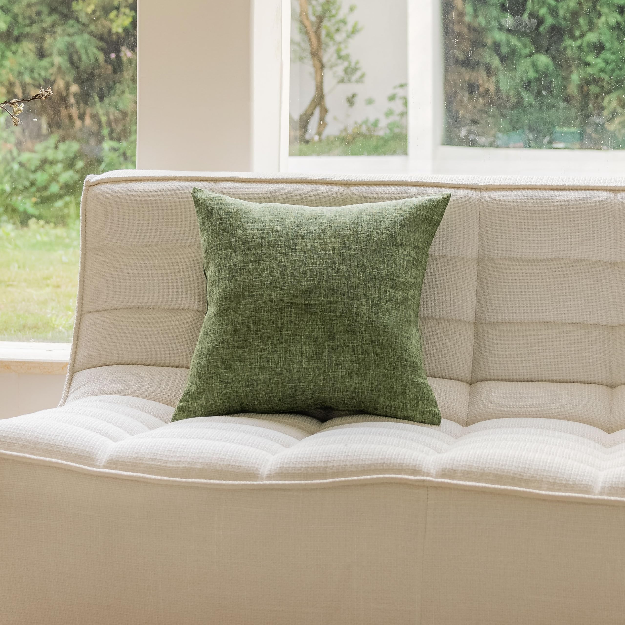Home Brilliant Linen Pillow Cover 20 X 20 Decorative Throw Pillow For Bed, Couch, Sofa, Living Room, 1 Pc, 20X20 Inch, Green