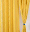 Fabrilia Semi Sheer Geometric Pattern Door Net Curtains 7 feet Long Set of 2 for Living Room/Bedroom, Yellow, Grommet
