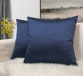 Aiking Home 24X24 Inches Faux Silk Square European Shams, Zipper Closure, Navy (Set Of 2)