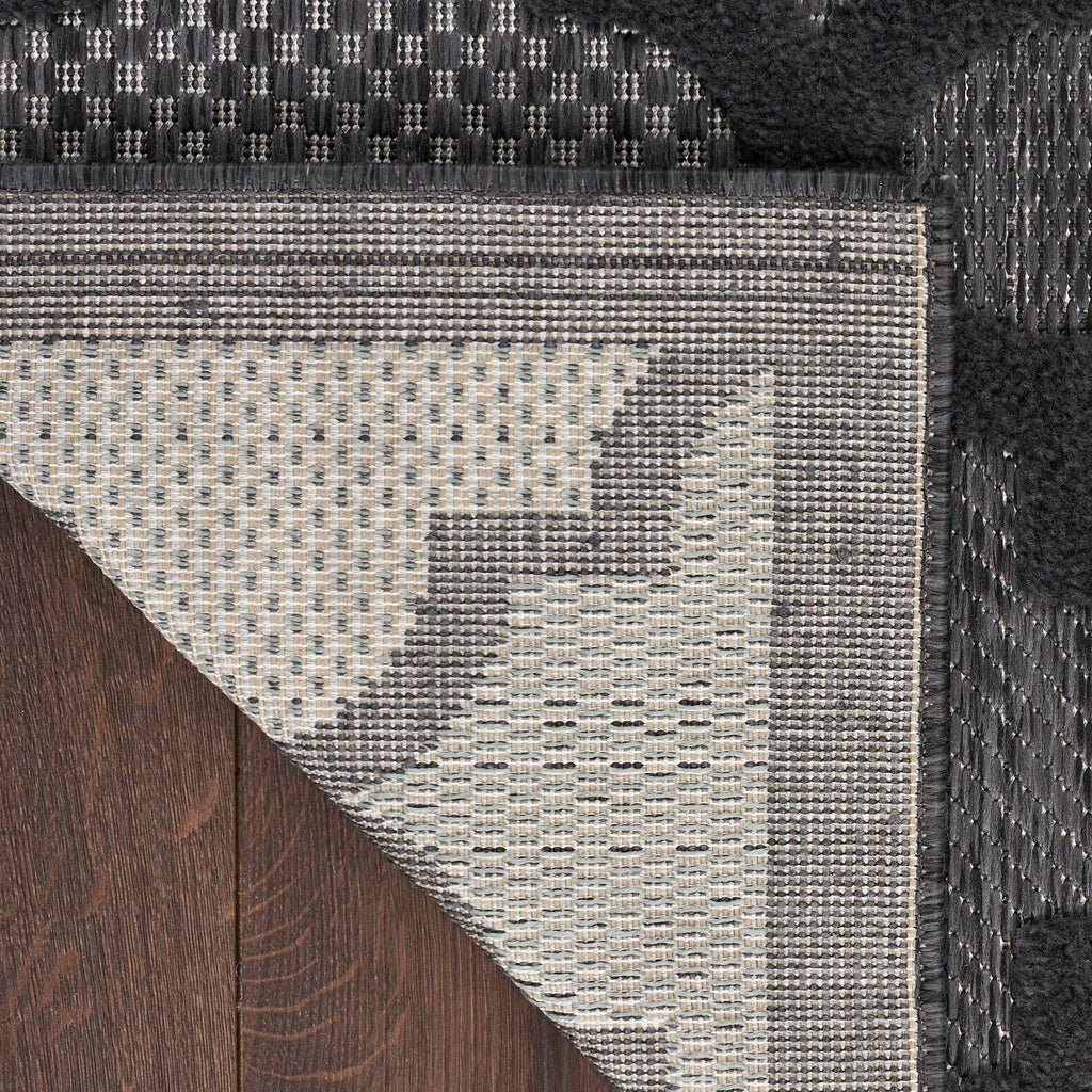 Nourison Easy Care Indoor/Outdoor Charcoal Black 2'2' X 12' Area -Rug, Easy -Cleaning, Non Shedding, Bed Room, Living Room, Dining Room, Backyard, Deck, Patio (2X12)