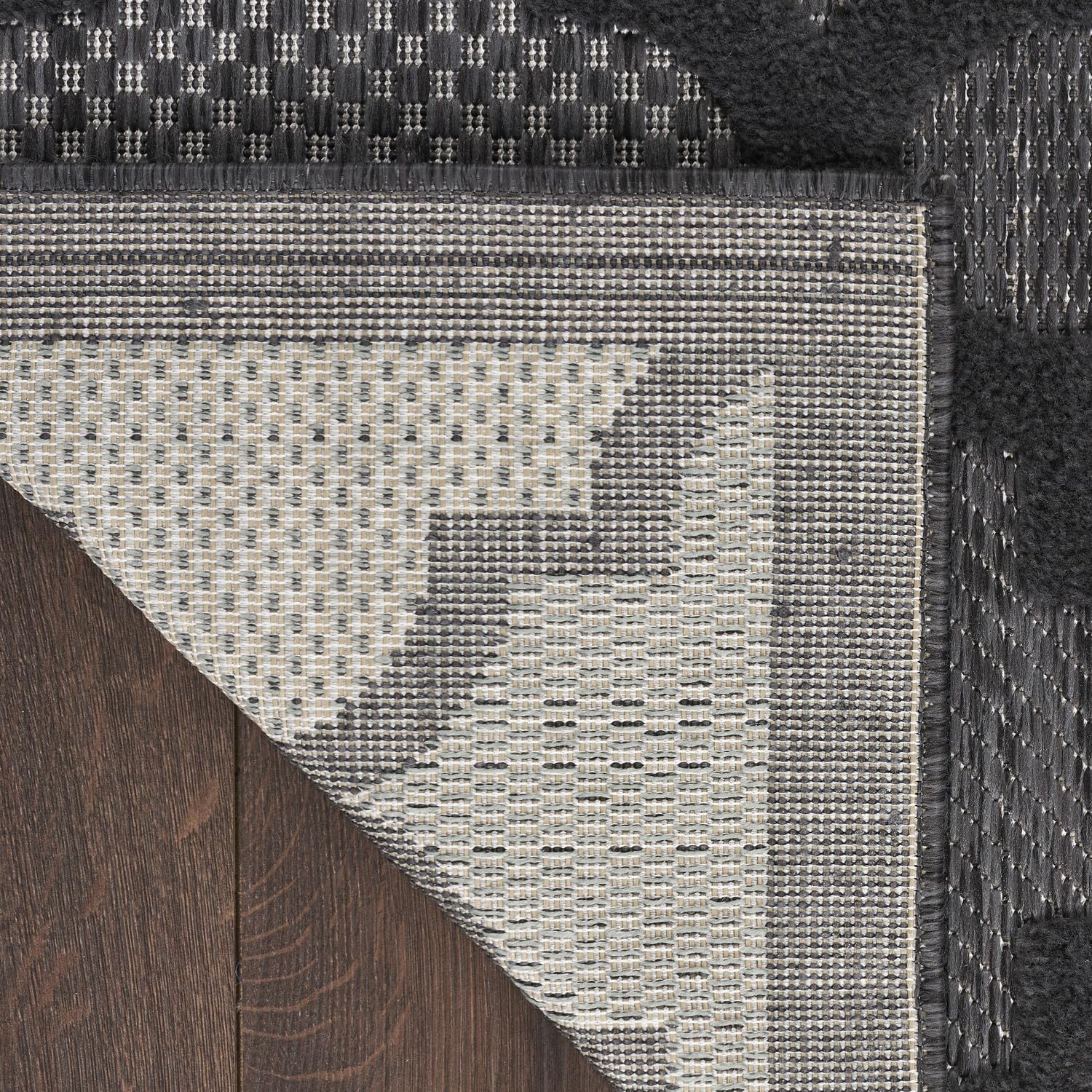 Nourison Easy Care Moroccan Charcoal/Black 5' X 7' Area Rug, Trellis, Easy Cleaning, Non Shedding, Bed Room, Living Room, Dining Room, Backyard, Deck, Patio (5X7)