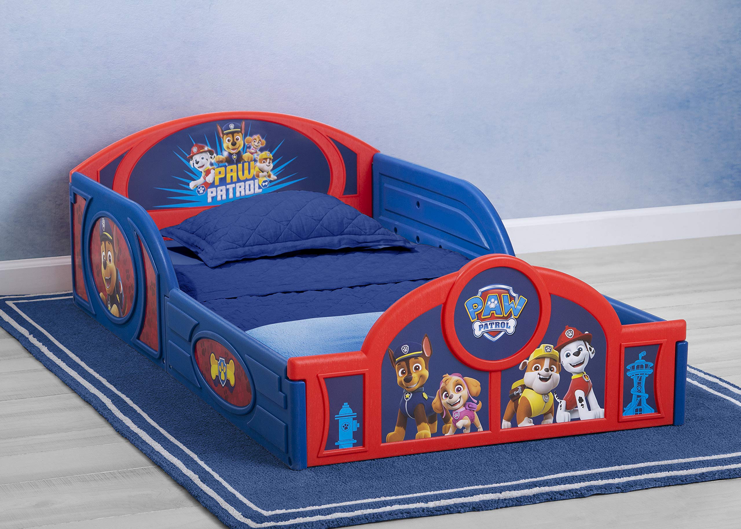 Delta Children Nick Jr. Paw Patrol Plastic Sleep And Play Toddler Bed With Attached Guardrails