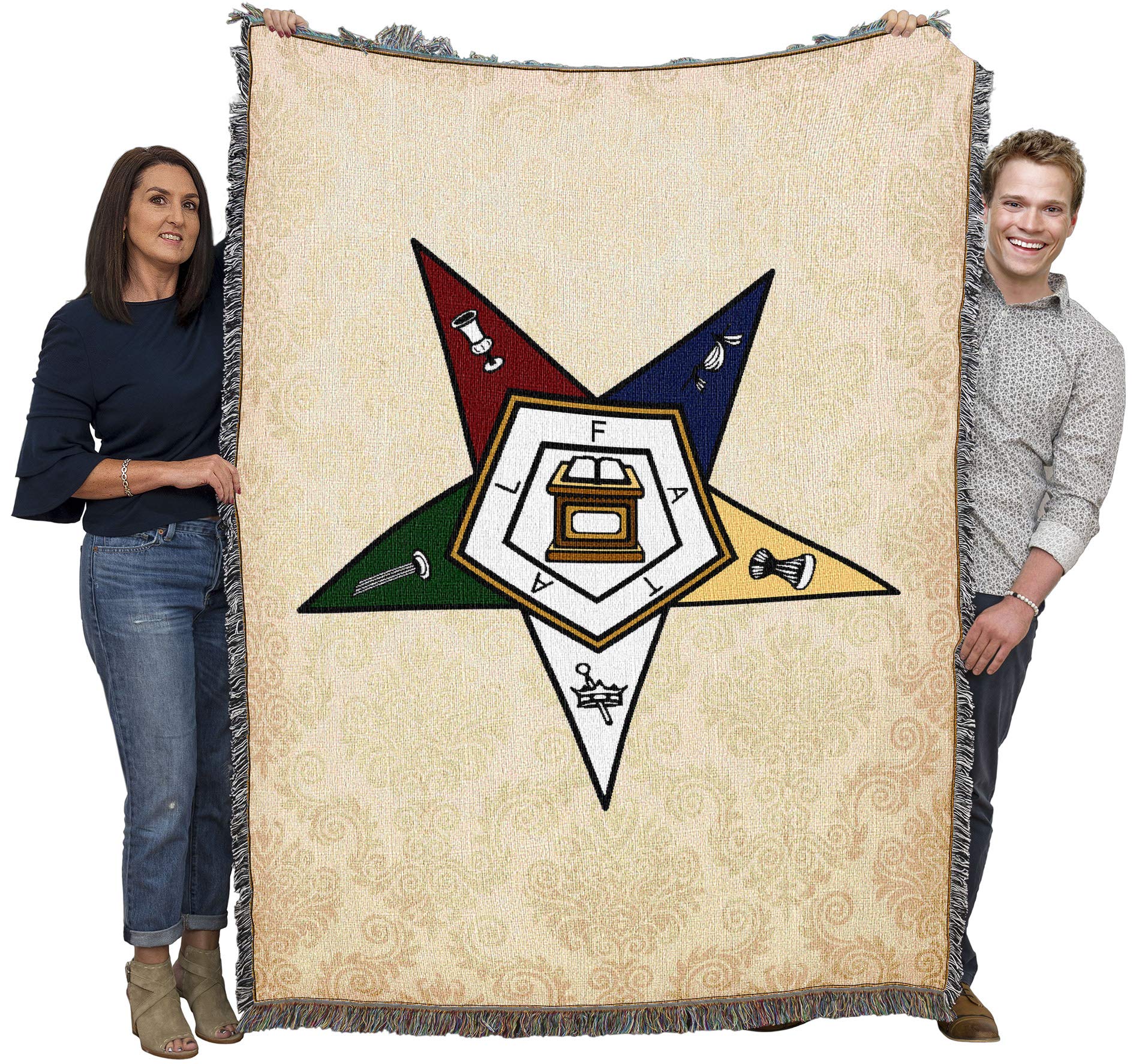 Pure Country Weavers Order of The Eastern Star Blanket - OES Masonic Gift Tapestry Throw Woven from Cotton - Made in The USA (72