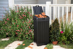 Keter Baltimore Resin 38 Gallon Outdoor Kitchen Trash Can With Lid And Drip Tray For Easy Cleaning-Perfect For Patio Dining, Bla