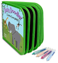 The Pencil Grip Daily Doodler Reusable Activity Book-Wild Animals Cover, Includes 4 Wonder Stix