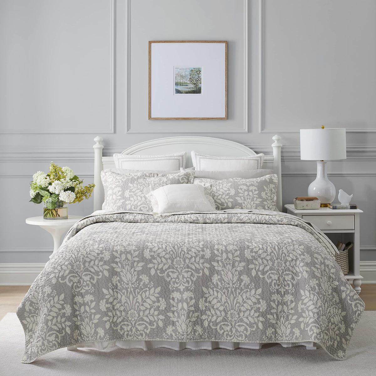 Laura Ashley Rowland Collection 100% Cotton, Reversible, All Season Bedding With Matching Sham, Pre-Washed For Added Comfort, Qu