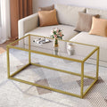 SAYGOER Gold Coffee Table Glass Coffee Tables Modern Rectangular Center Table Simple Minimalist Sofa Table for Living Room Home 
