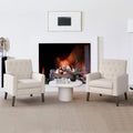 Lue Bona Linen Accent Chairs Set Of 2 18.5' H, Comfy Living Room Chair With Arms, Upholstered Button Tufted Armchair, Modern Ar