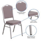 Flash Furniture HERCULES Series Crown Back Stacking Banquet Chair in Gray Dot Fabric - Silver Frame