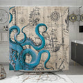 Desihom Vintage Nautical Octopus Shower Curtain Set, Funny Ocean Kraken Shower Curtains For Bathroom, Beach Coastal Pirate Map D