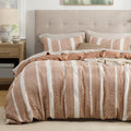 Bedsure Waffle Weave Duvet Cover Queen - 100% Cotton Boho Duvet Cover Set With 2 Pillowcases - Extra Soft Terracotta Textured Co