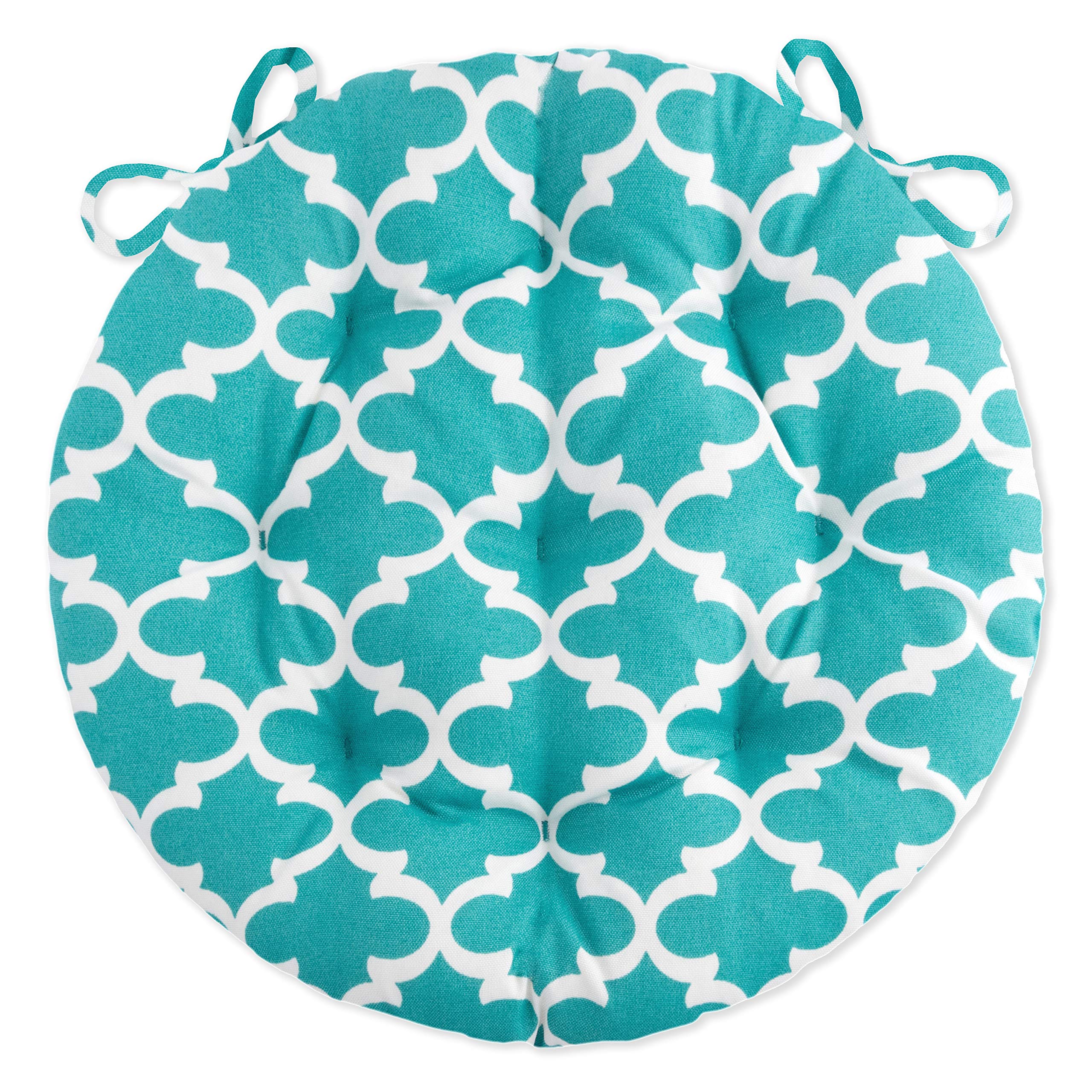 Barnett Home Decor 16' Round Chair Cushion - Fulton Aqua - Indoor/Outdoor Bistro Chair Cushions Fade Resistant, Weather Resista