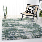 SAFAVIEH Berber Shag Collection Area Rug - 8' x 10', Green & Beige, Modern Abstract Design, Non-Shedding & Easy Care, 1.2-inch T