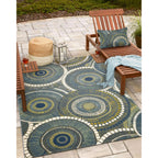 Liora Manne Marina Indoor/Outdoor Power Loomed Easy Care Pillows, 12' X 18', Circles Azure