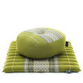 Leewadee Meditation Cushion Set - 1 Small Zafu Yoga Pillow and 1 Small Roll-Up Zabuton Mat Filled with Kapok, Green