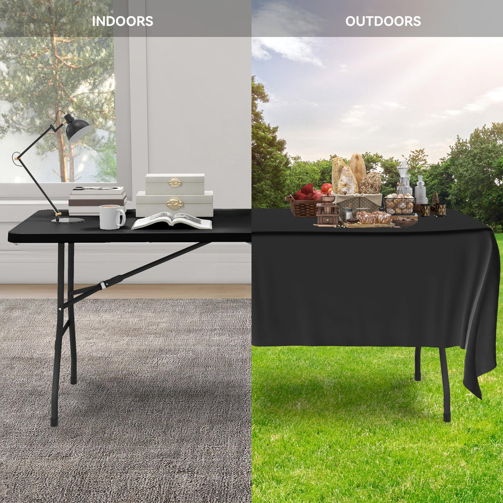 Yitahome Folding Tables Heavy Duty Folding Table 6Ft With Carrying Handle Plastic Fold Up Table For Outdoor Camping Picnic Parties/Indoor Events All In Black