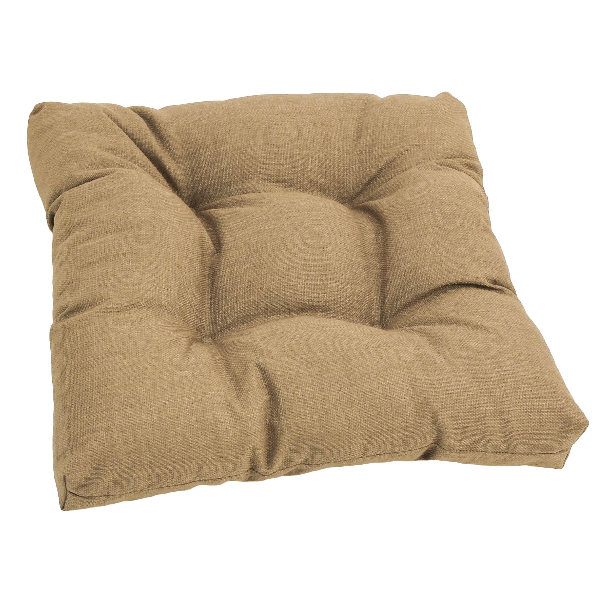 Blazing Needles Indoor/Outdoor Square Tufted Chair Cushion, 19 x 19, Sandstone