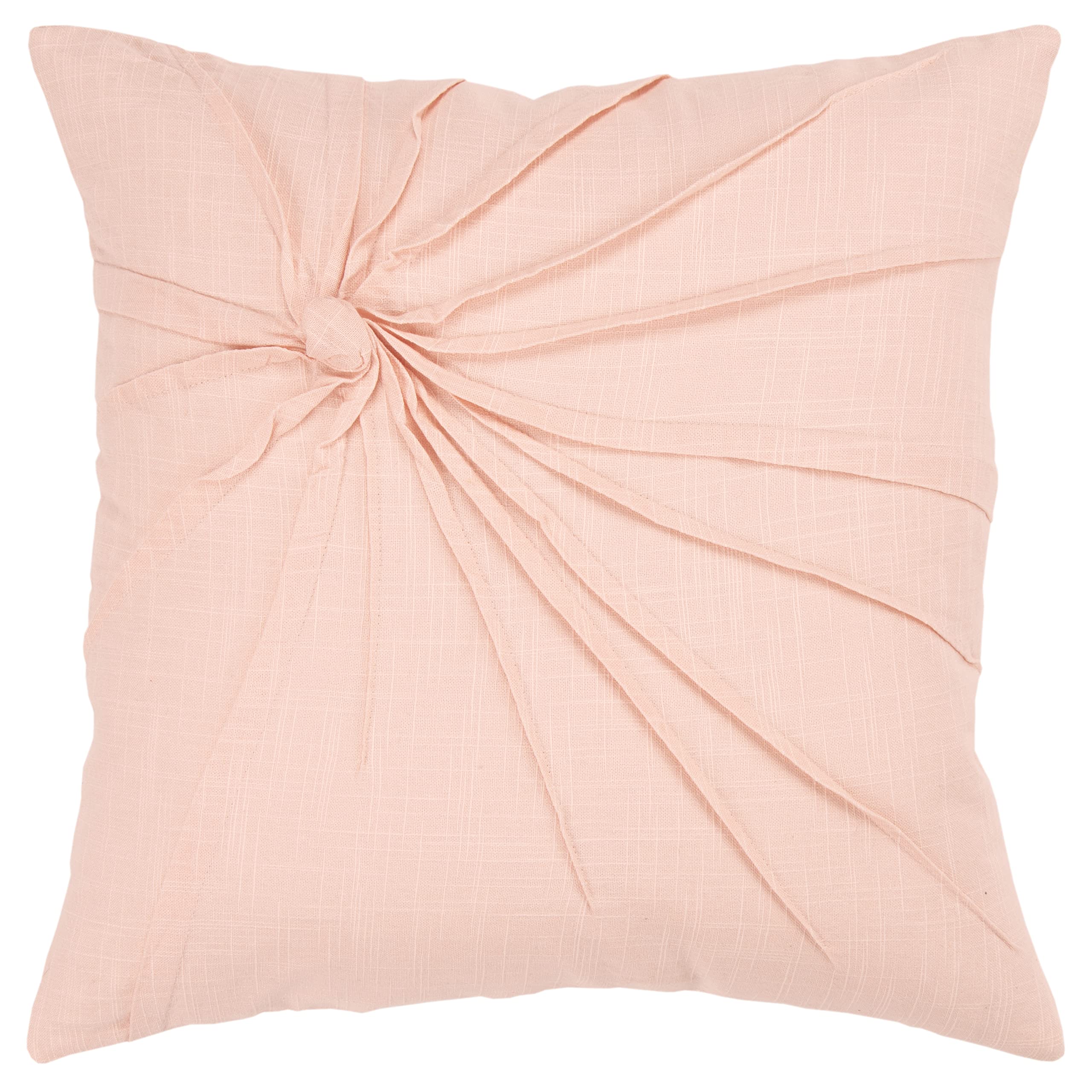 Rizzy Home | T08766 | Poly Fill Decorative Pillow | 18"X18" Pink Twisted Tacked Knot
