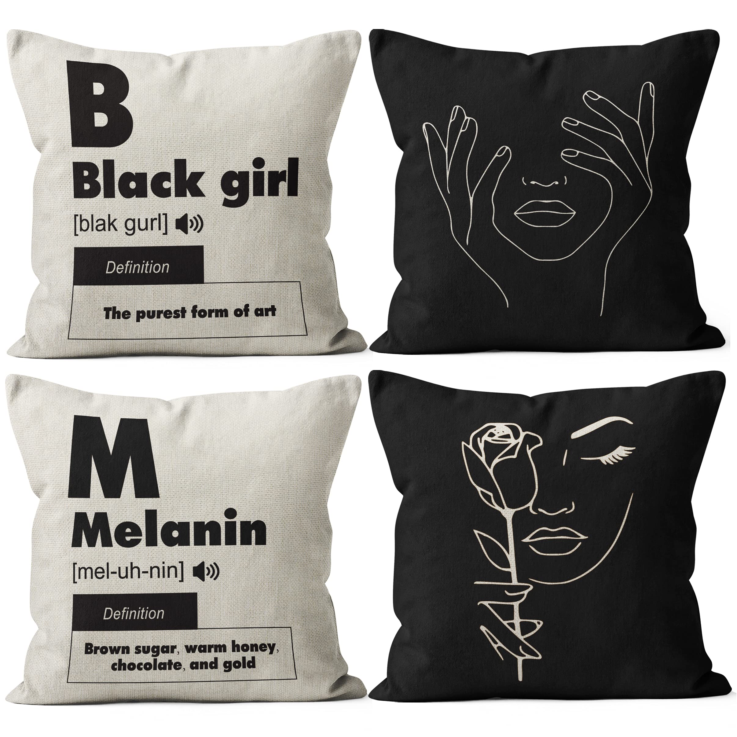 M-Qizi Black Girl Throw Pillow Covers, Daughter Gifts, Daughter Birthday Gift, Black Art Decor, African Women Girl American Pill