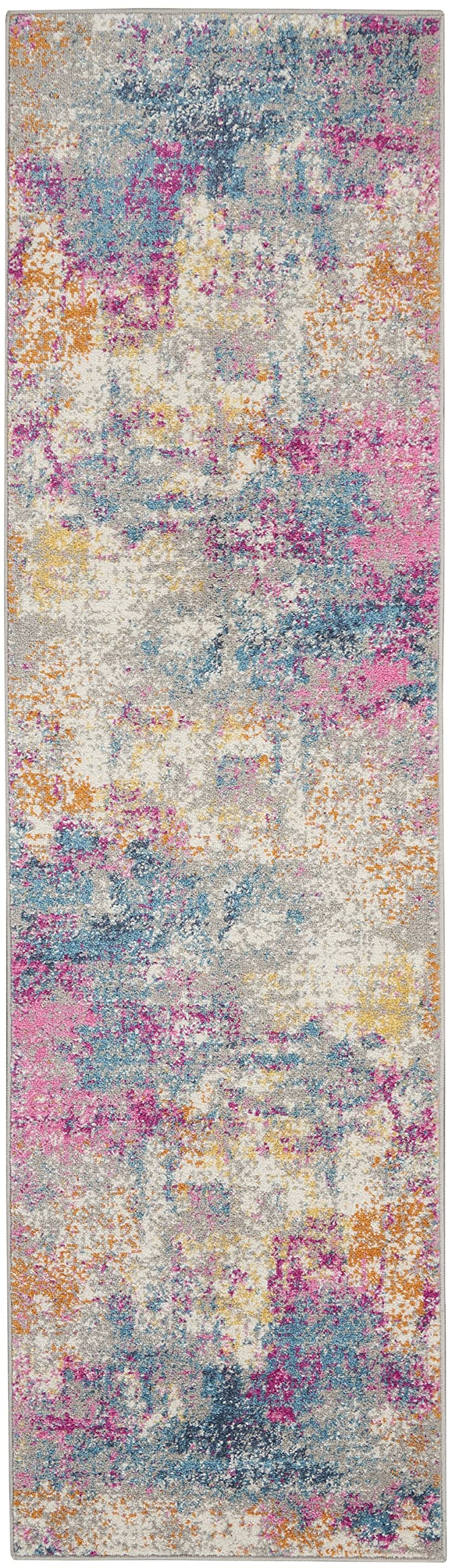 HomeRoots Ivory/Multi 100% Polypropylene 2â?? x 8â?? Ivory and Multi Abstract Runner Rug