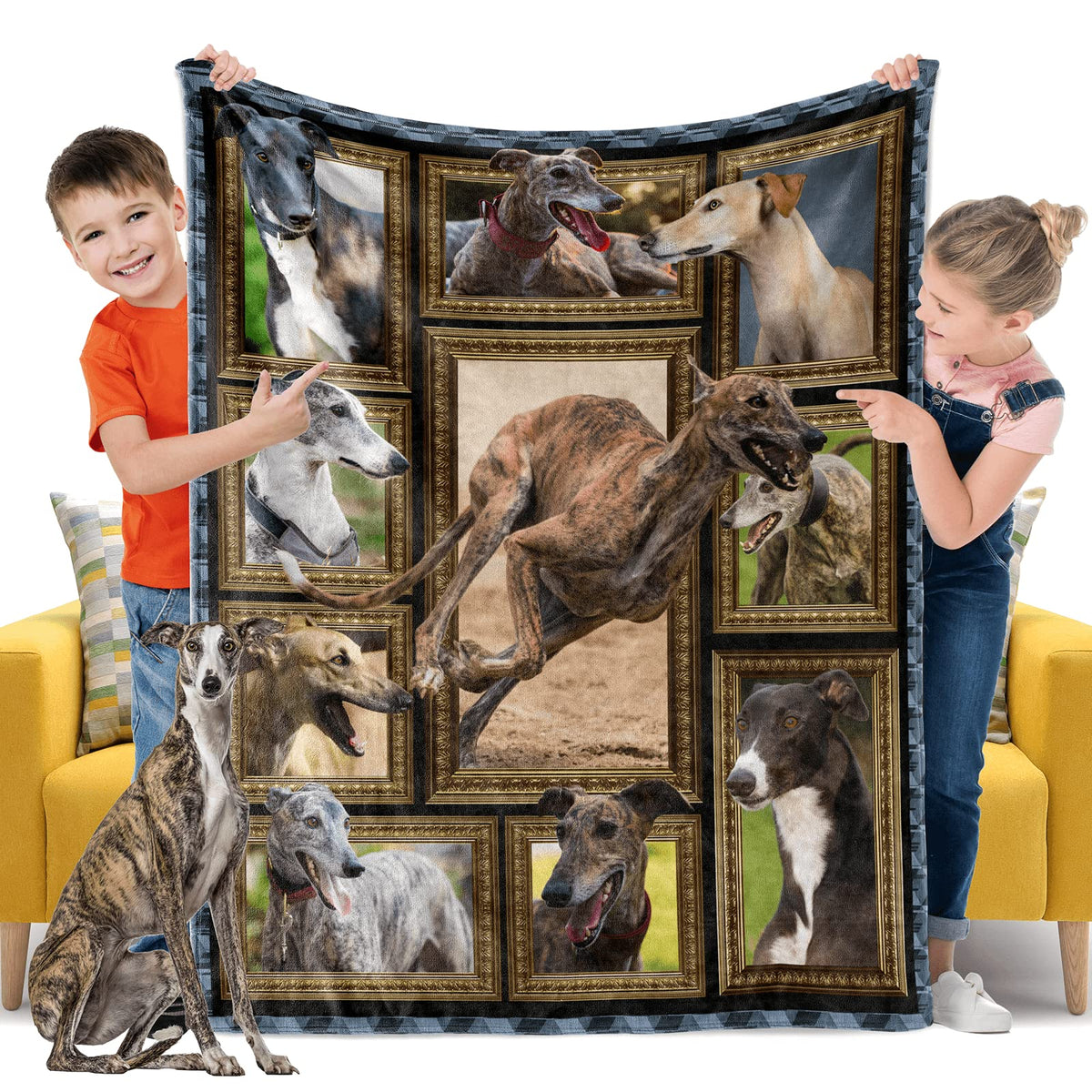 Greyhound Dog Blanket For Boys Girls Kids, Greyhound Gifts For Girls Boys,Toddler Baby Blankets And Throws For Birthday Christma