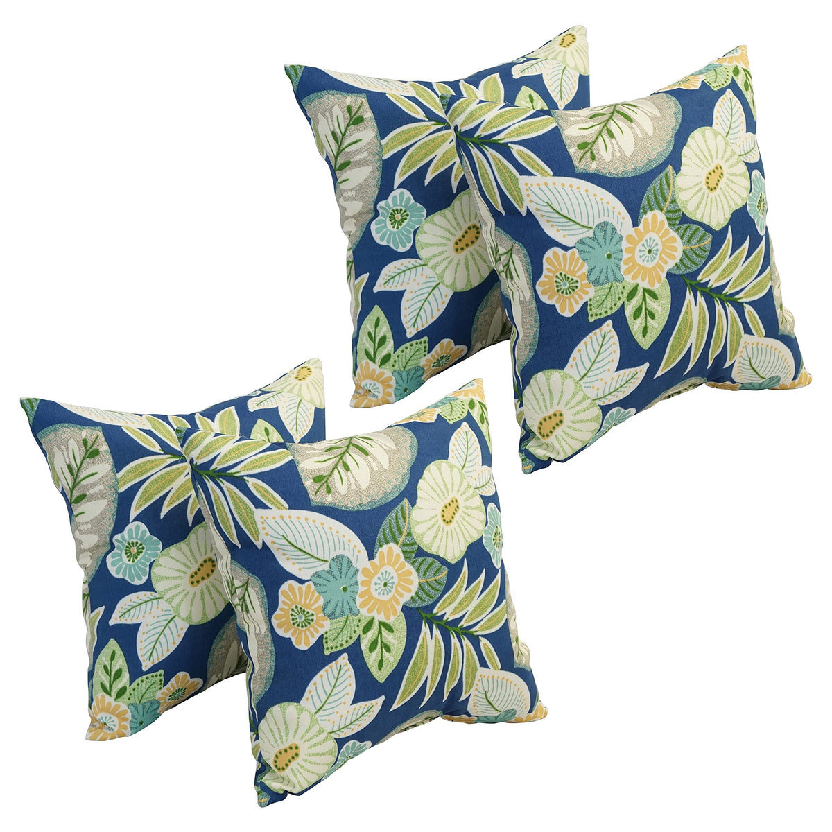 Blazing Needles Outdoor Floral Polyester Throw Pillow, 17&quot;, Marlow Pool 4 Count