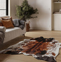 NativeSkins Faux Cowhide Rug (4.6ft x 6.6ft) - Original Brown Mix (Large) - Cow Print Area Rug with Faux Suede No-Slip Backing, 