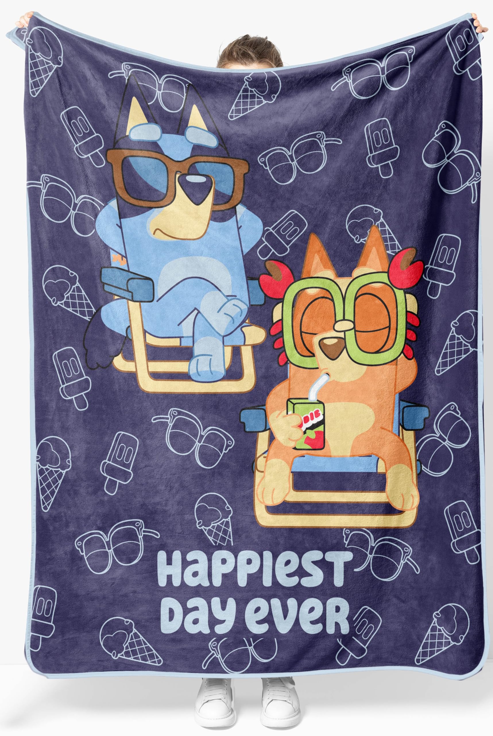Bluey & Bingo Plush Throw Blanket - Measures 46 X 60 Inches Blue Super Soft Lightweight Fleece Kids Bedding