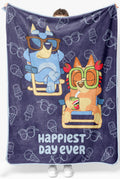 Bluey & Bingo Plush Throw Blanket - Measures 46 X 60 Inches Blue Super Soft Lightweight Fleece Kids Bedding