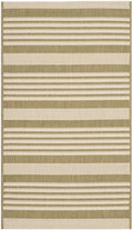 SAFAVIEH Courtyard Collection Accent Rug - 2'7' x 5', Green & Beige, Stripe Design, Non-Shedding & Easy Care, Indoor/Outdoor & W