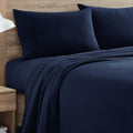 Flannel Sheets Warm And Cozy Deep Pocket Breathable All Season Bedding Set With Fitted, Flat And Pillowcases, Queen, Navy