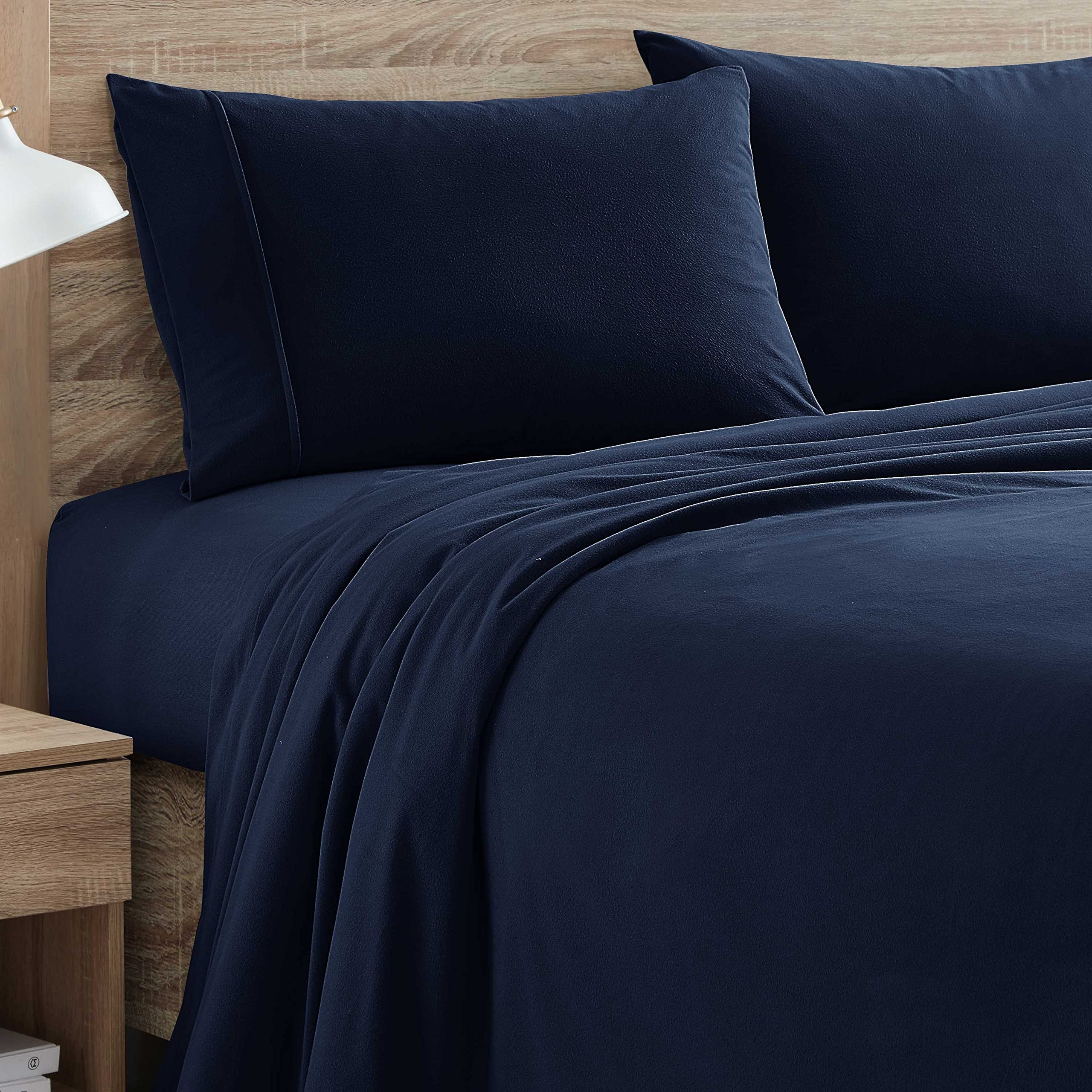 Flannel Sheets Warm And Cozy Deep Pocket Breathable All Season Bedding Set With Fitted, Flat And Pillowcases, Queen, Navy